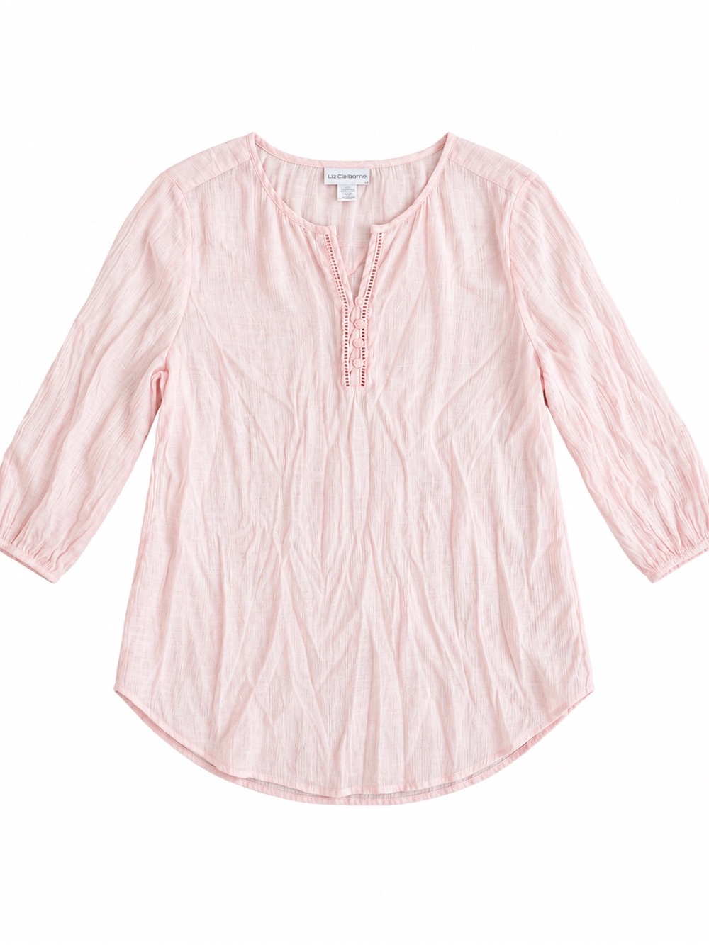 Liz Claiborne Blush Pink Textured 3/4 Sleeve Blouse – Size Large